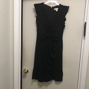 MICHAEL Michael Kors Black Ruched Midi Dress